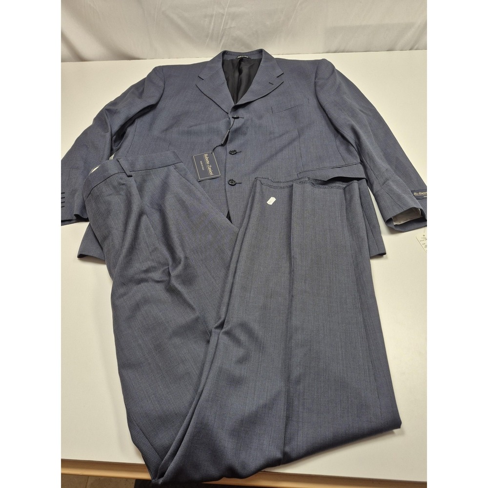 Roberto Zanieri Suit Mens 50R Blue 100% Wool 44x36 Italy Policarpo NWT FLAW